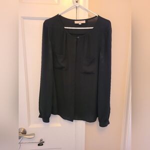 Black Loft Blouse with Double Pocket front